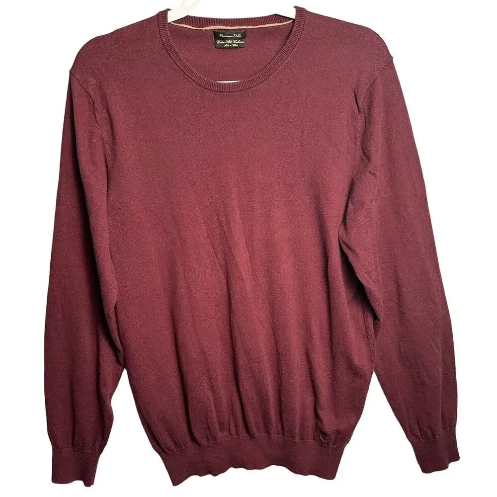 Massimo Dutti Sz L Cotton Silk Cashmere Sweater Faux‎ Suede Elbow Patch Academia